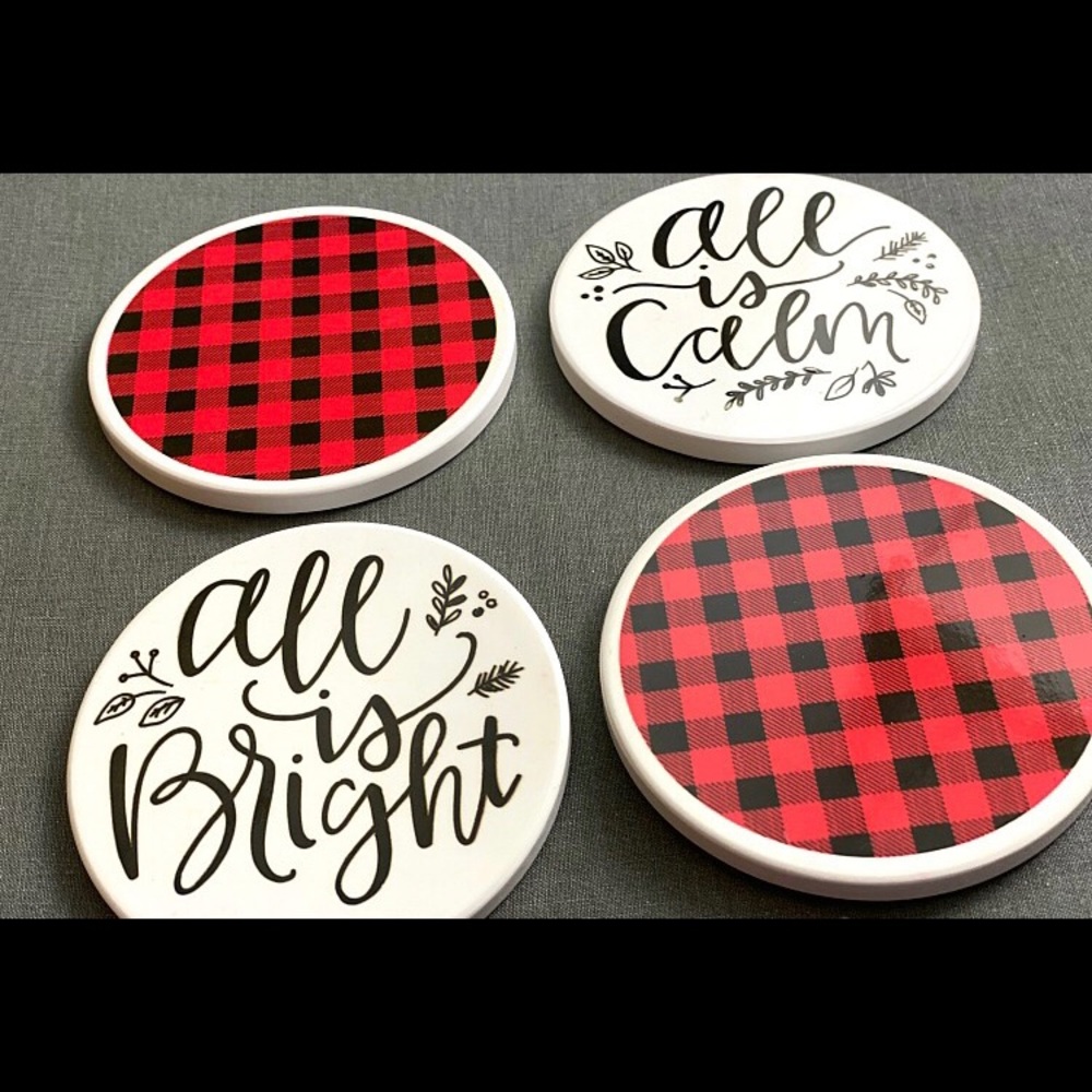 Christmas Ceramic Coasters - Set Of 4